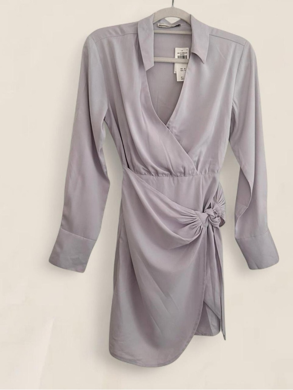 Abercrombie Draped lavender Shirt Mini Dress Soft Girl Preppy formal XS NWT - Picture 2 of 6